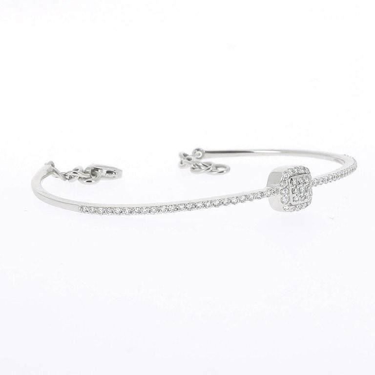 Contemporary  0.55 Carat GVS Round White Diamond Cuff Bracelet 18K WhiteGold/ Modern Bracelet