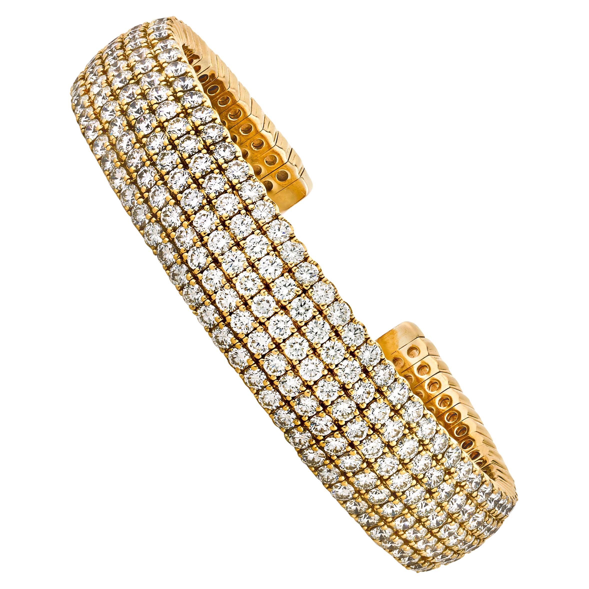 Emilio Jewelry 11.42 Carat Diamond Stretch Cuff Bracelet For Sale at