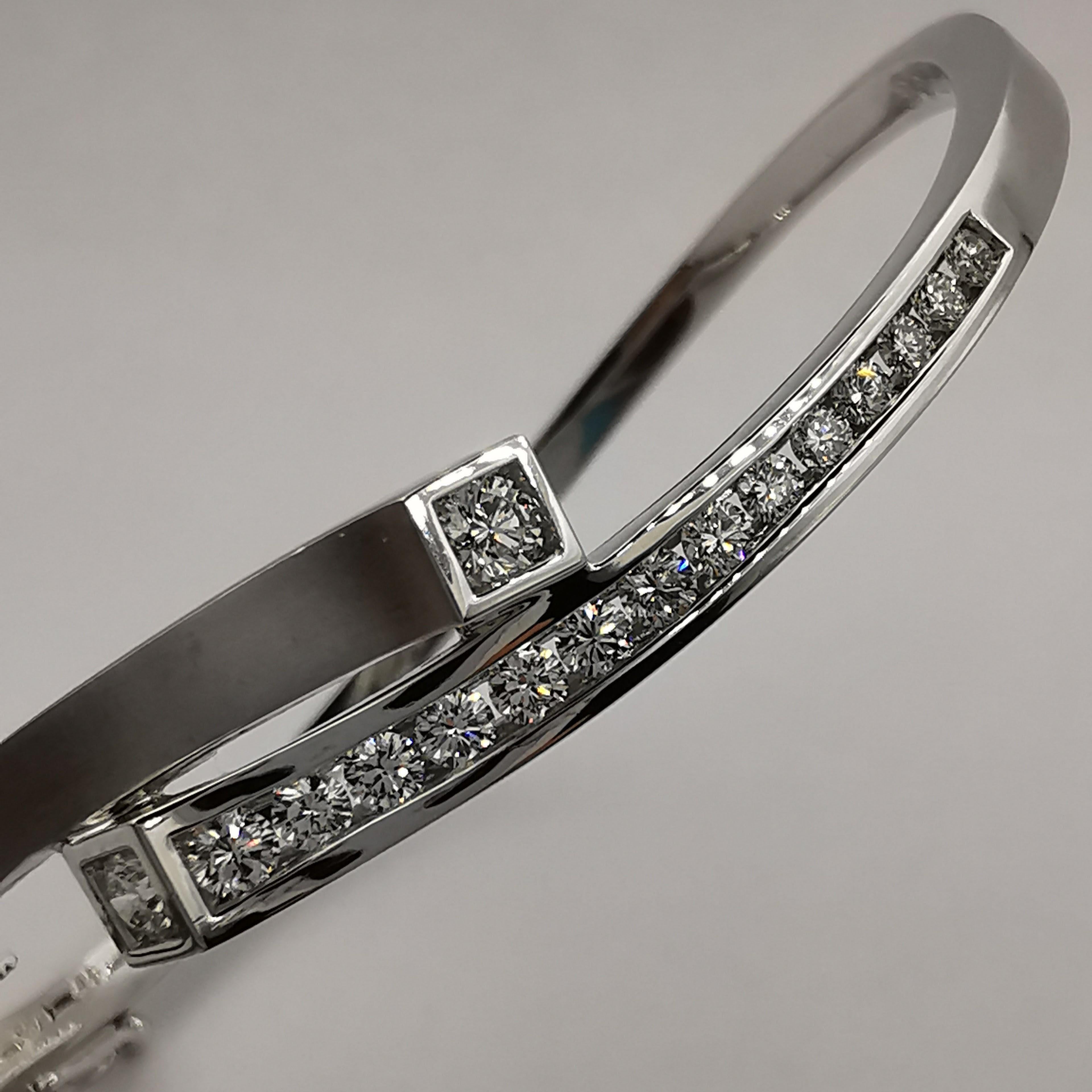 Women's Diamond Cuff Bracelet in 18K White Gold For Sale