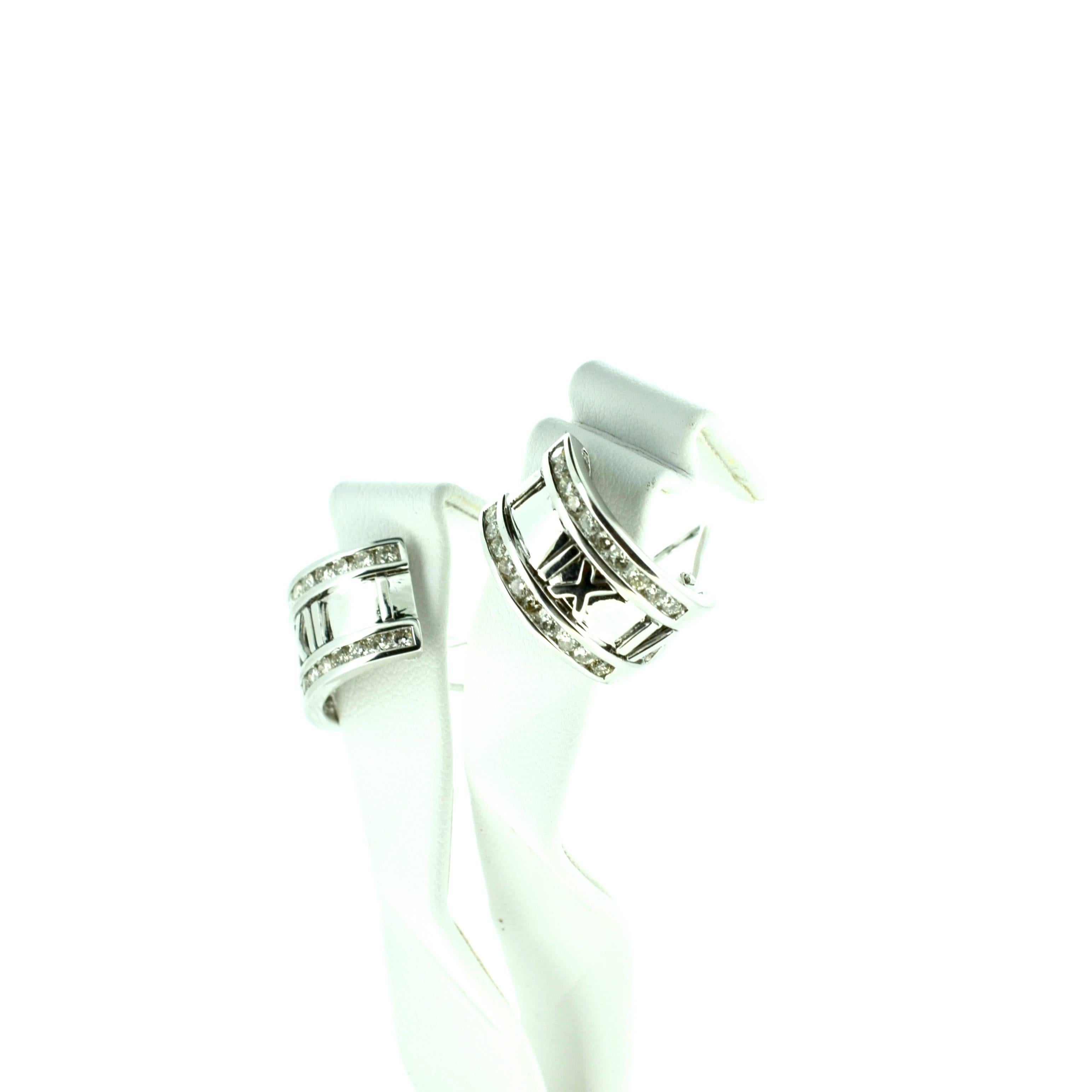 Diamond cuff earrings 11mm wide in 14kt white gold with half hoops. 1.15ct total weight diamonds in VS G-H color