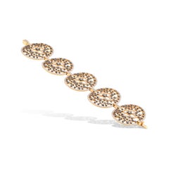 Diamond Cuff Flower Bracelet in 18Kt Yellow Gold with Prong and Pave Setting