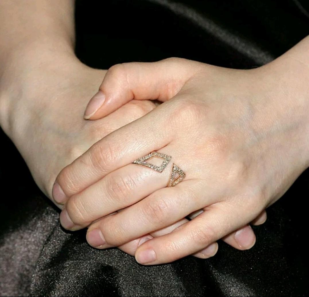 Round Cut Diamond Cuff Ring 14k Solid Gold Open Wedding Ring Valentines Gift For Women. For Sale