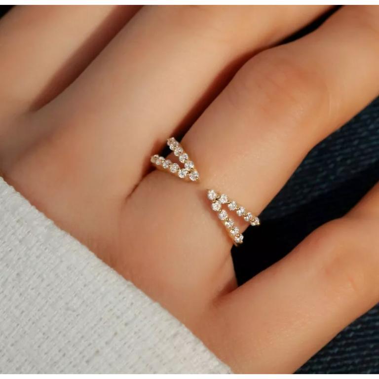 Diamond Cuff Ring 14K Solid Yellow Gold Diamond Stacking Ring Anniversary Gift
Light weight can be worn everyday

Additional information:
Condition: New with tags: A brand-new, unused, and unworn item (including handmade items) in the original