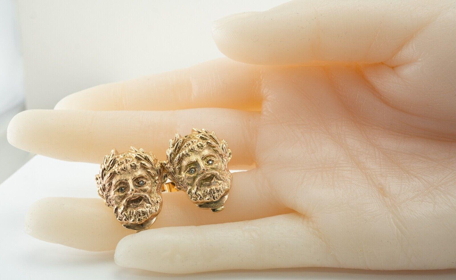 Uomo Gemelli con diamante in oro 14 carati con volto vintage della mitologia greca in vendita