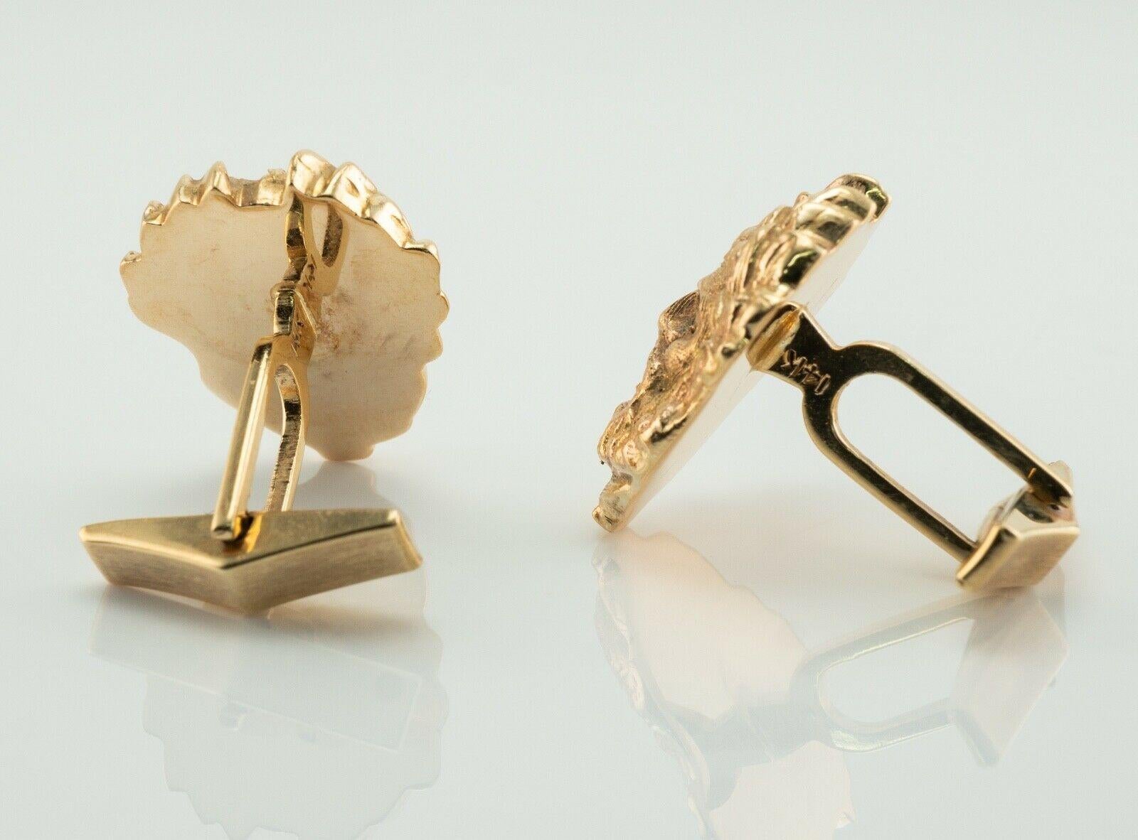 Gemelli con diamante in oro 14 carati con volto vintage della mitologia greca in vendita 2