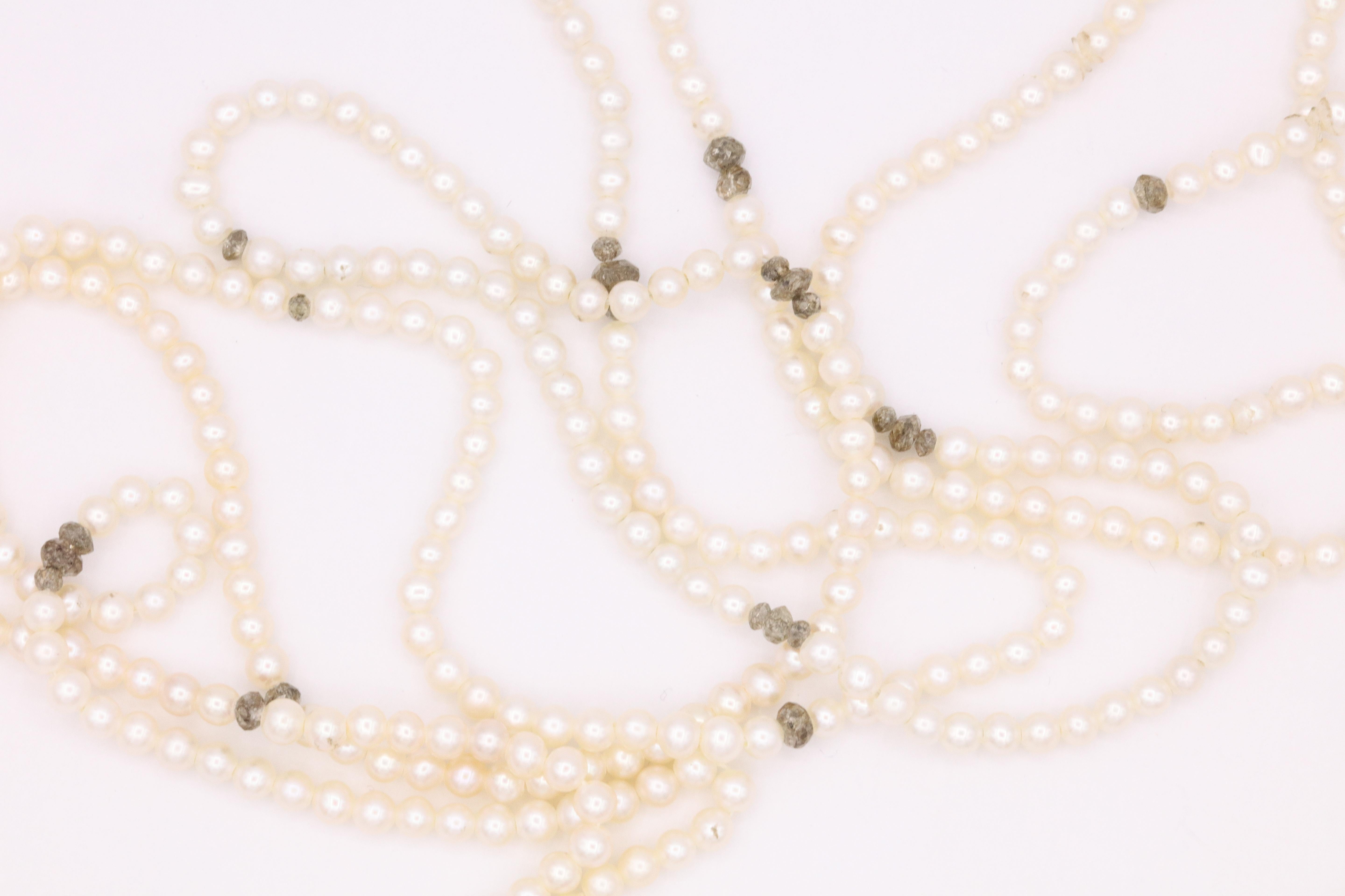 Women's Diamond Cultural Pearl Tassel Necklace 12.50 Carat