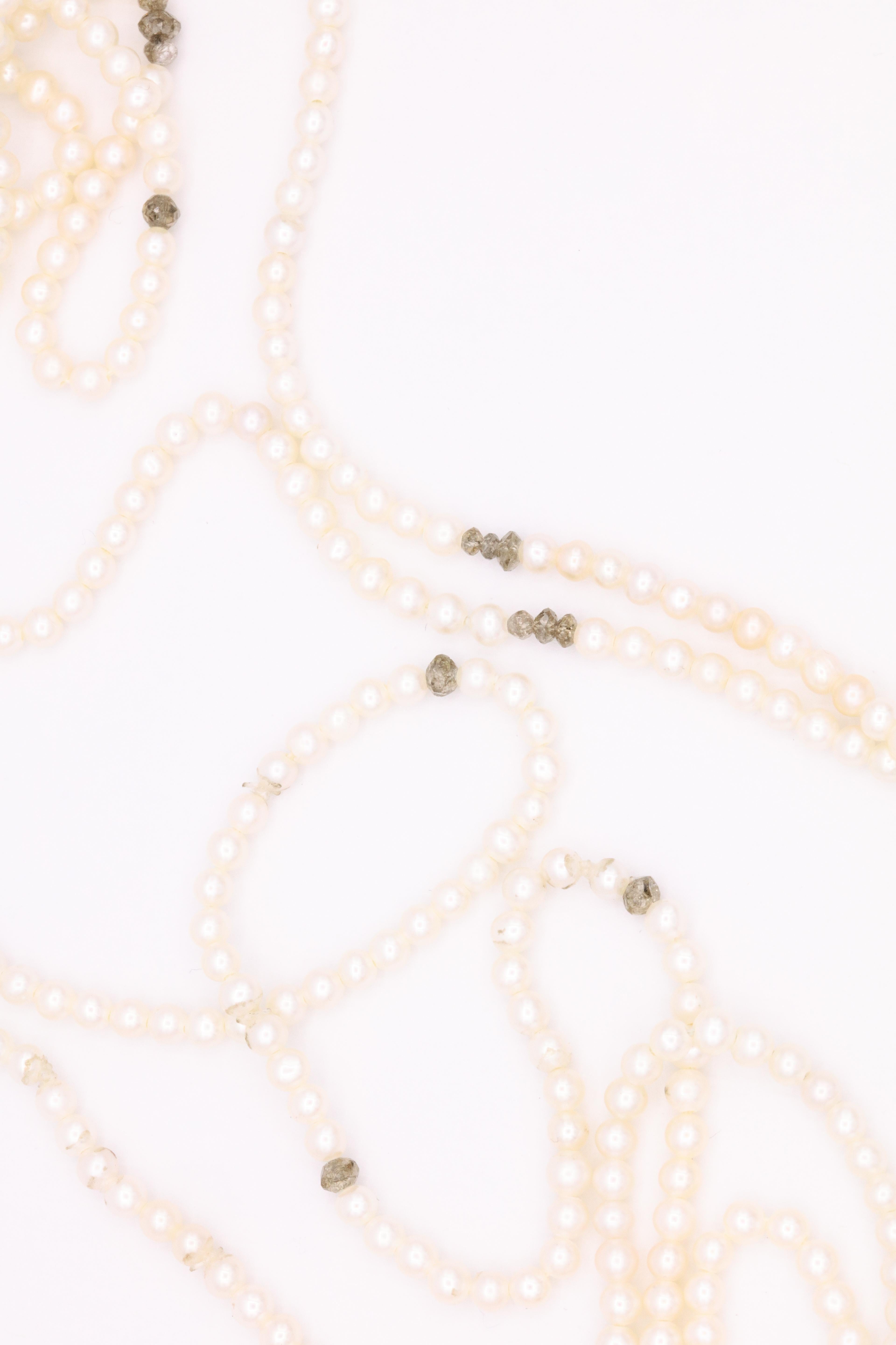Diamond Cultural Pearl Tassel Necklace 12.50 Carat 1