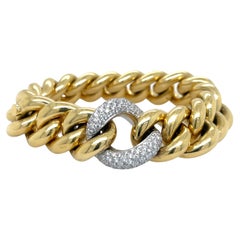 Diamond Curb Link Bracelet 18K Yellow Gold