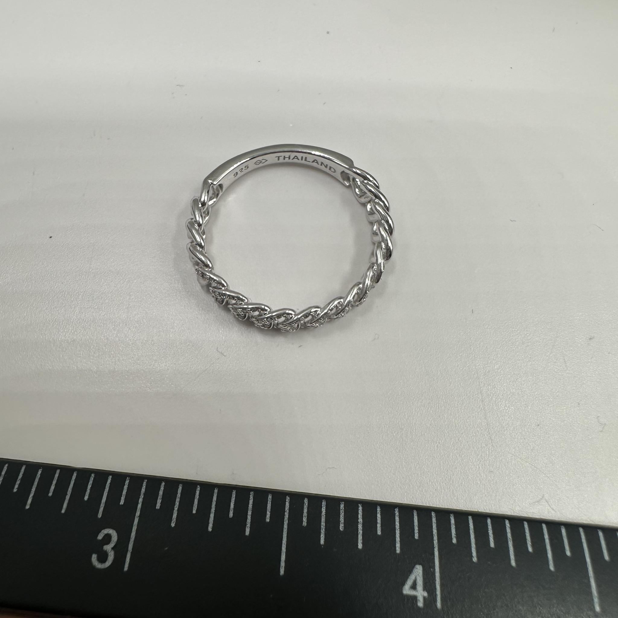 Bague Diamond Curb Link en argent - 0.15ctw, Taille 7, Nouvel état en vente 1