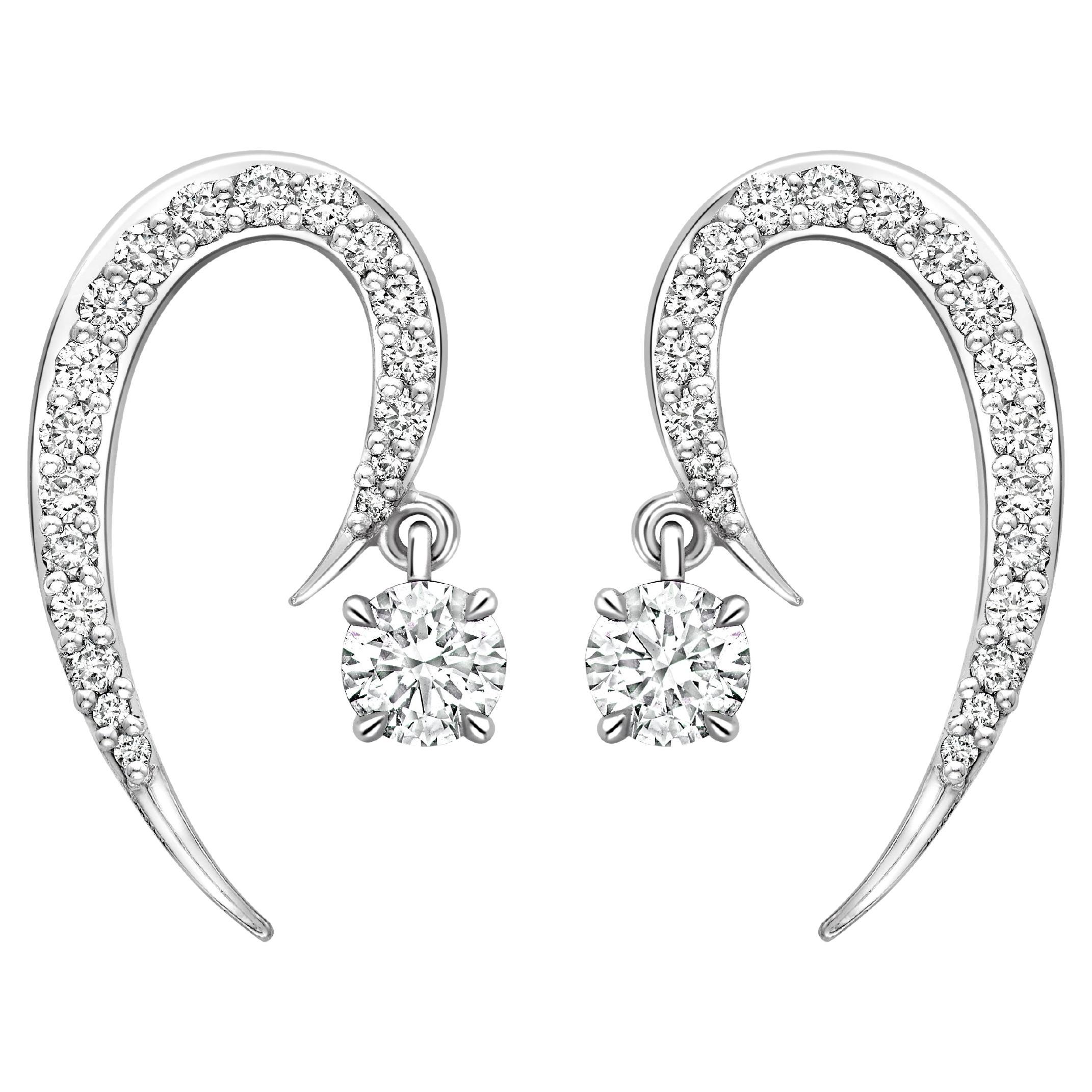CURVE EARRINGS White gold with white diamonds by Liv Luttrell