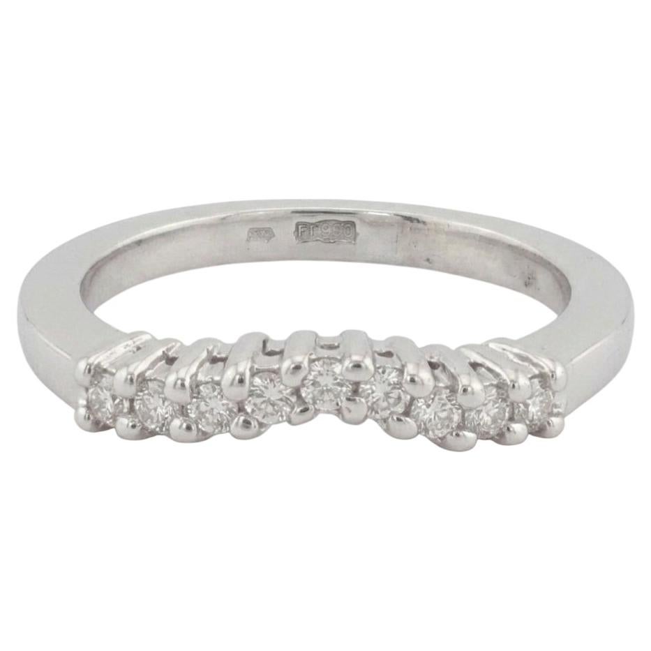 Diamond Curve Wedding Band in 14k White Gold For Sale