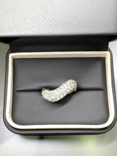 Diamond Curved Pave Wide Band Cocktail Bombe Ring in 18k White Gold