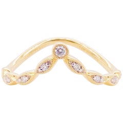 Diamond Curved Ring, 14 Karat Gold Curved Marquise Station Band, LR51842Y45JJ