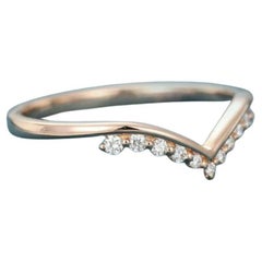 Fede nuziale con diamante curvo in oro massiccio 10k Donna Anello nuziale Chevron
