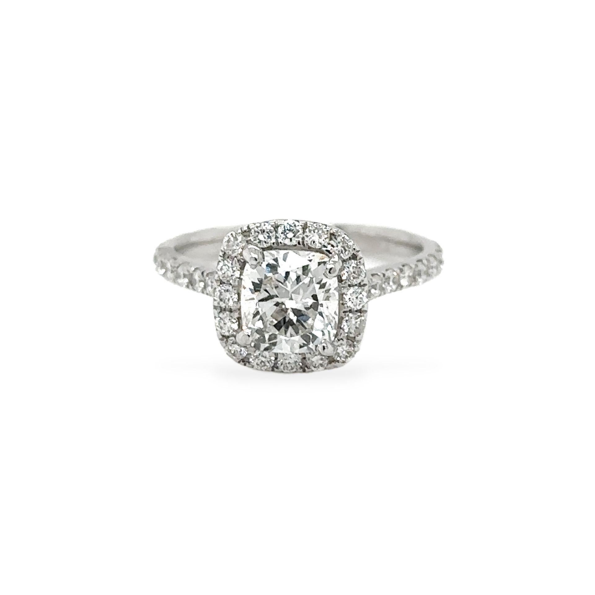 DIAMOND CUSHION CUT 2.02 CARATS ENGAGEMENT RING PLATINUM WITH GIA CERTIFICATE

Cushion Diamond Center Stone 1.17 carats 
 
