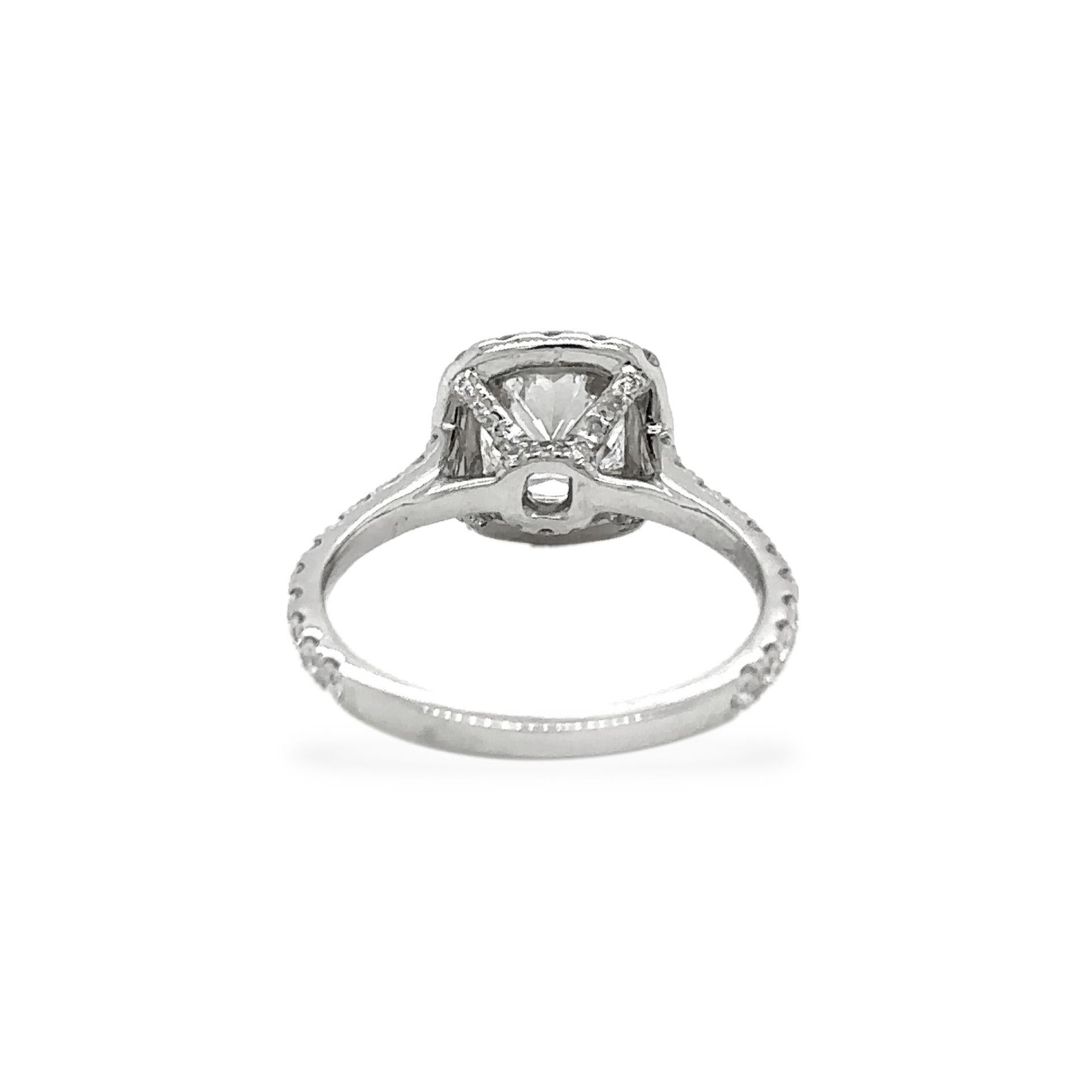 Diamond Cushion Cut 1.17 Carat Engagement Ring Platinum with GIA Certificate For Sale 1