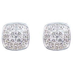 Diamond Cushion Shaped Cluster Stud Earrings in 9ct White Gold