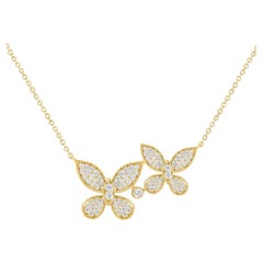 Diamond Cut Butterfly 14K (or 18k upon request) Yellow Gold Pendant Necklace
