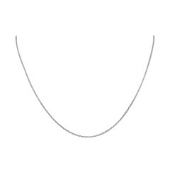 Collar de cadena portacables con corte de diamante, cierre de pinza de langosta de oro blanco de 14k
