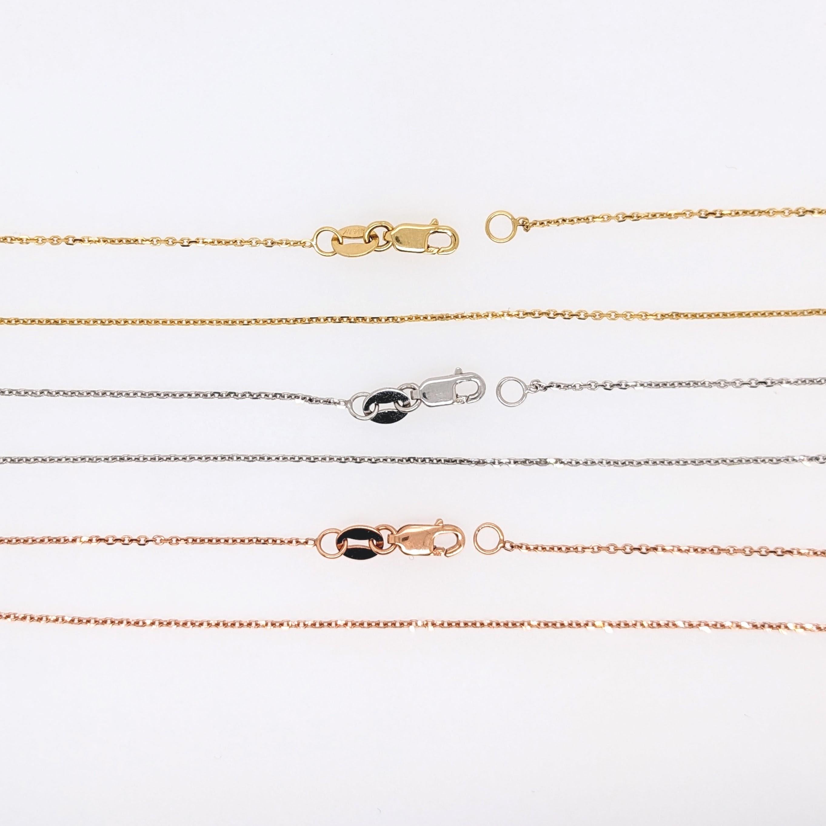 Cadenas portacables con corte de diamante en oro blanco, amarillo o rosa macizo de 14k  16" 18" 20" en venta