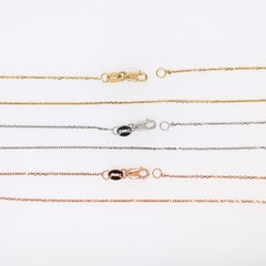 Cadenas portacables con corte de diamante en oro blanco, amarillo o rosa macizo de 14k  16" 18" 20"