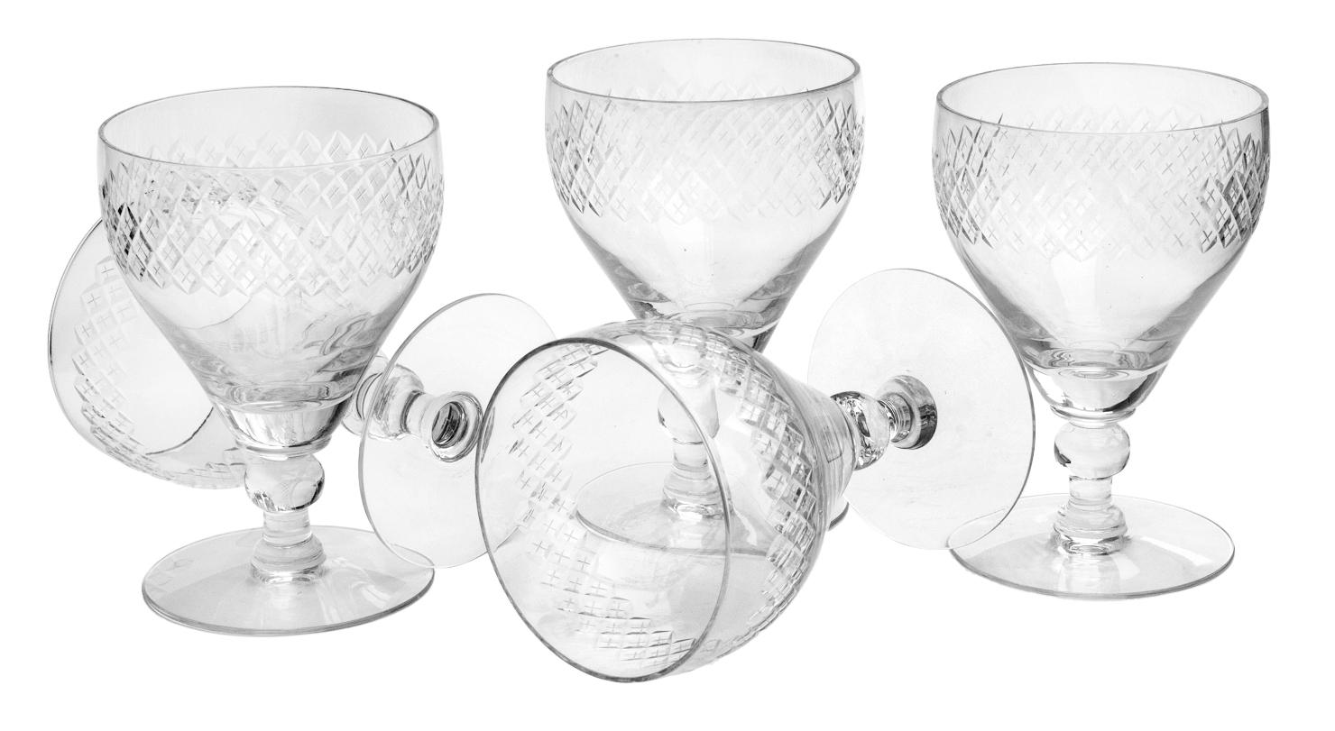 Copas de Cristal Tallado Diamante;  lote de 11 Tallado a mano en venta