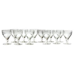 Copas de Cristal Tallado Diamante;  lote de 11