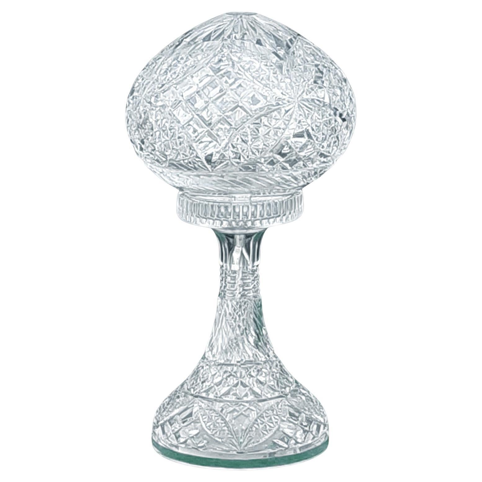 Diamond Cut Crystal "Mushroom" Table Lamp For Sale