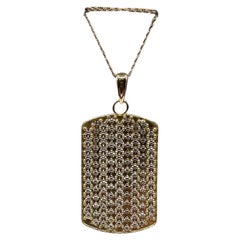 Diamond Cut Dog Tag Necklace in 10kt Two Tone Gold – 18" Length, 7.7g