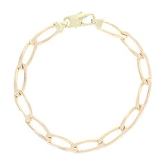 Diamond Cut Oval Curb Chain Bracelet, 14 Karat Yellow Gold Lobster Claw Clasp