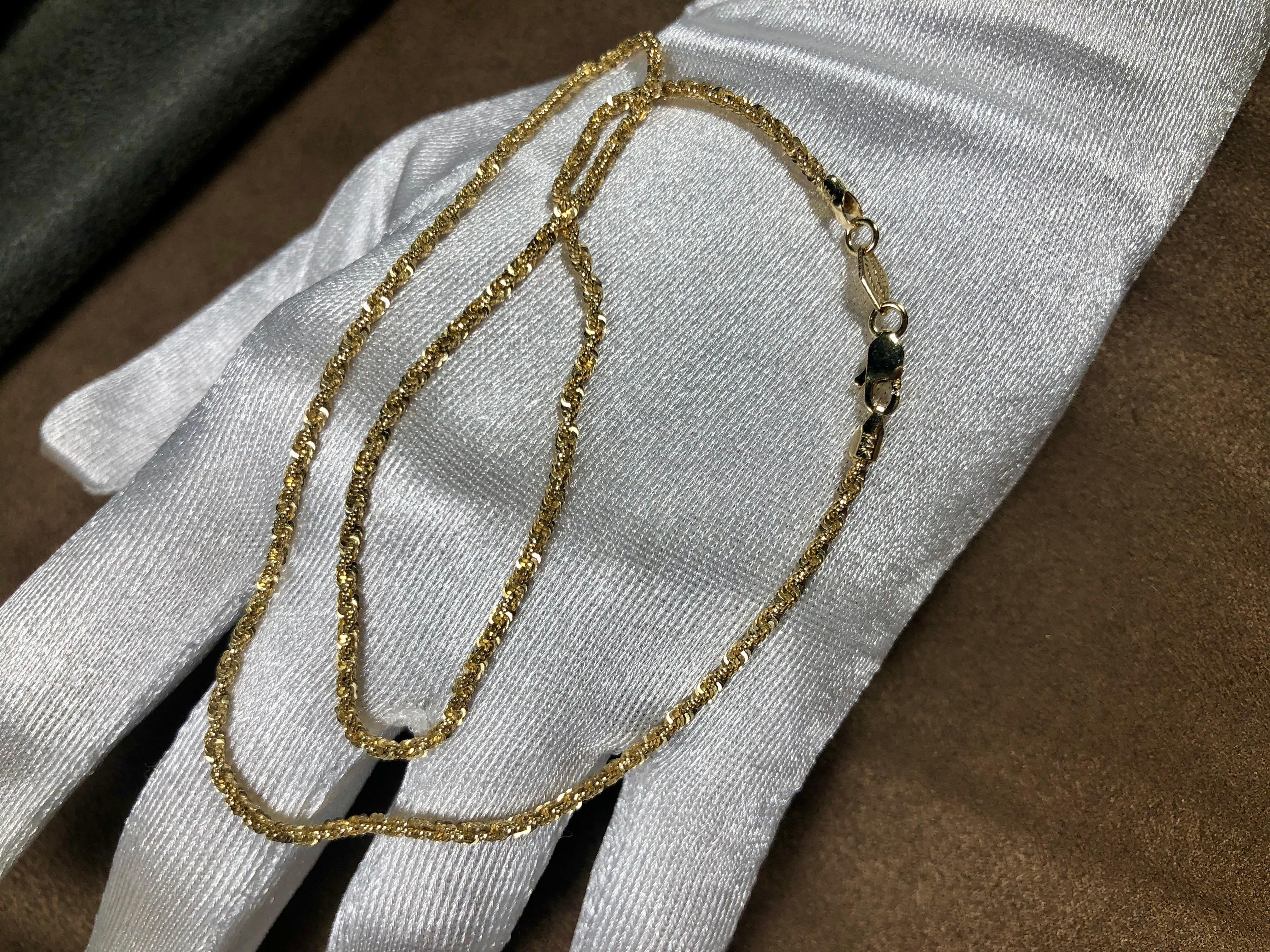 
Solid Diamond-Cut Rope Chain Necklace 14K Yellow Gold 16