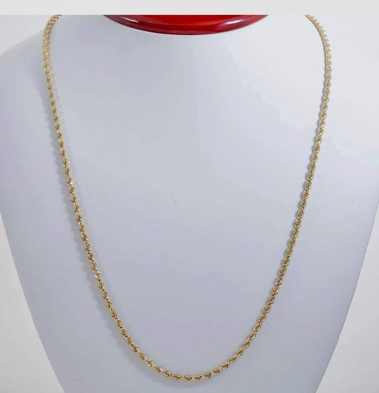 Women's or Men's Diamond-Cut Rope Chain Necklace 14K Yellow Gold 16