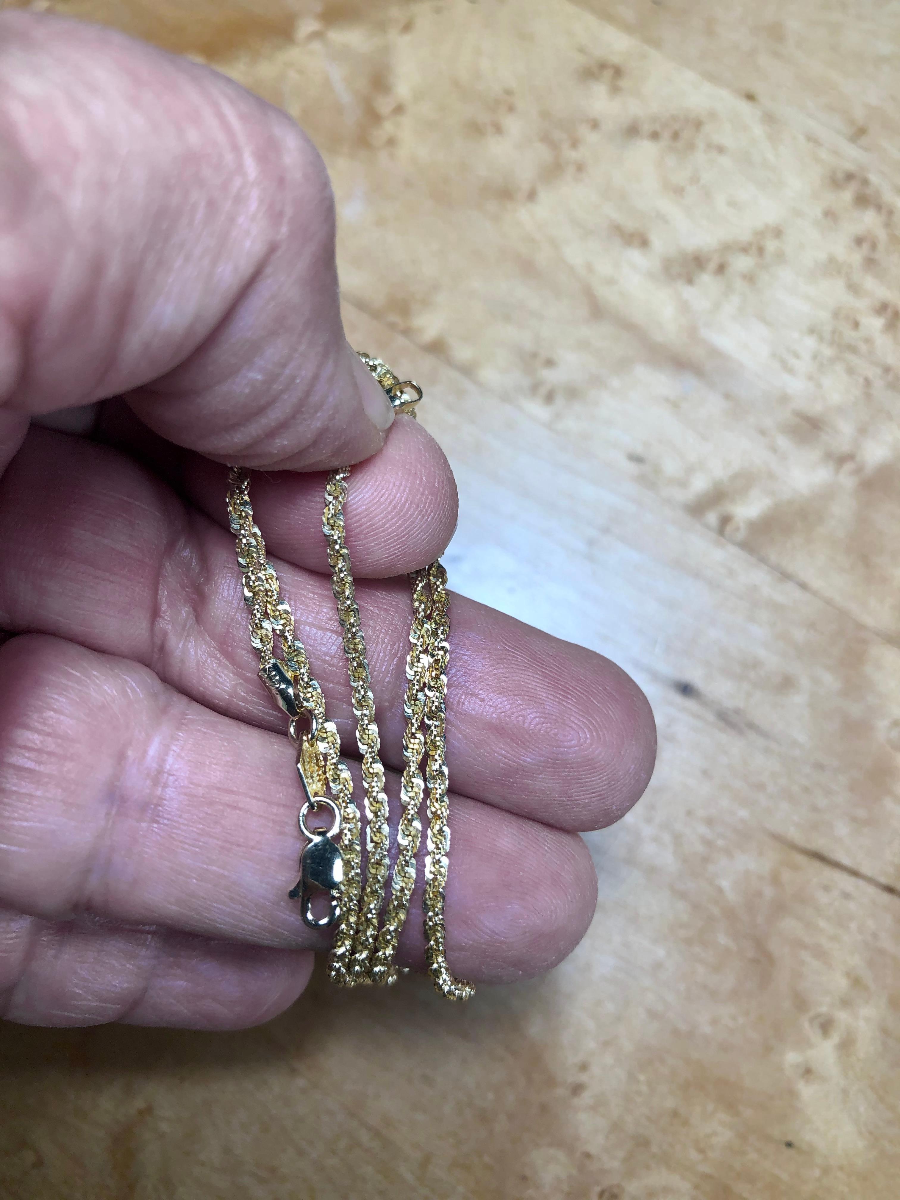 Diamond-Cut Rope Chain Necklace 14K Yellow Gold 16