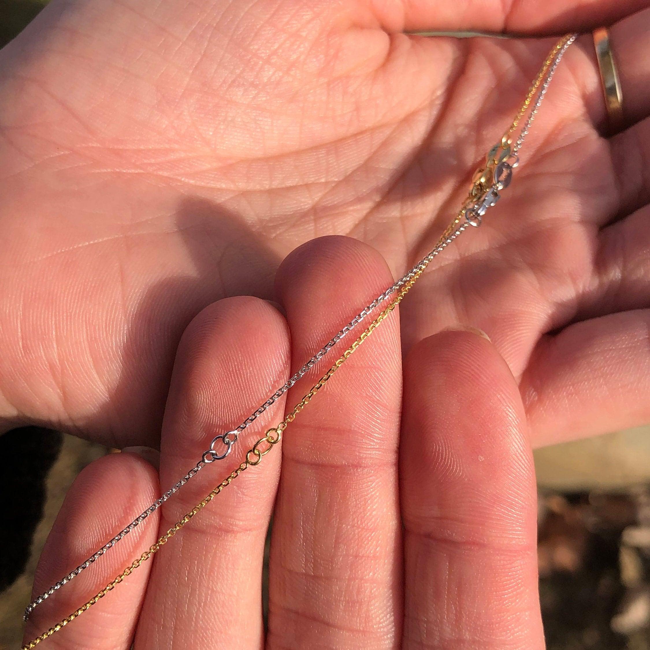 Diamond-Cut Stationed Kabelkette in massivem 14K Gold: Feste Länge Kette 18