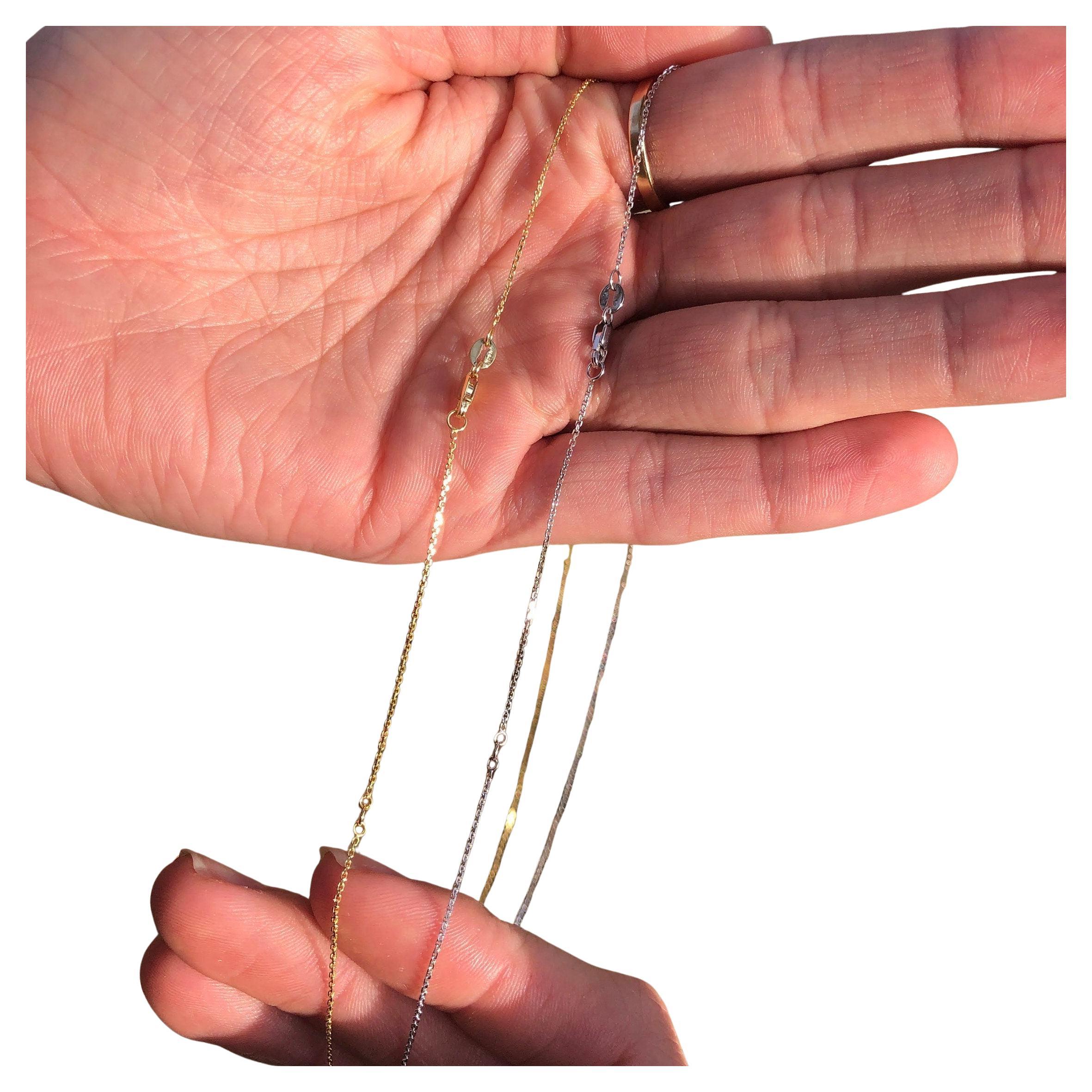 Cadena portacables con diamantes en oro macizo de 14 quilates: Cadena de longitud fija 18"