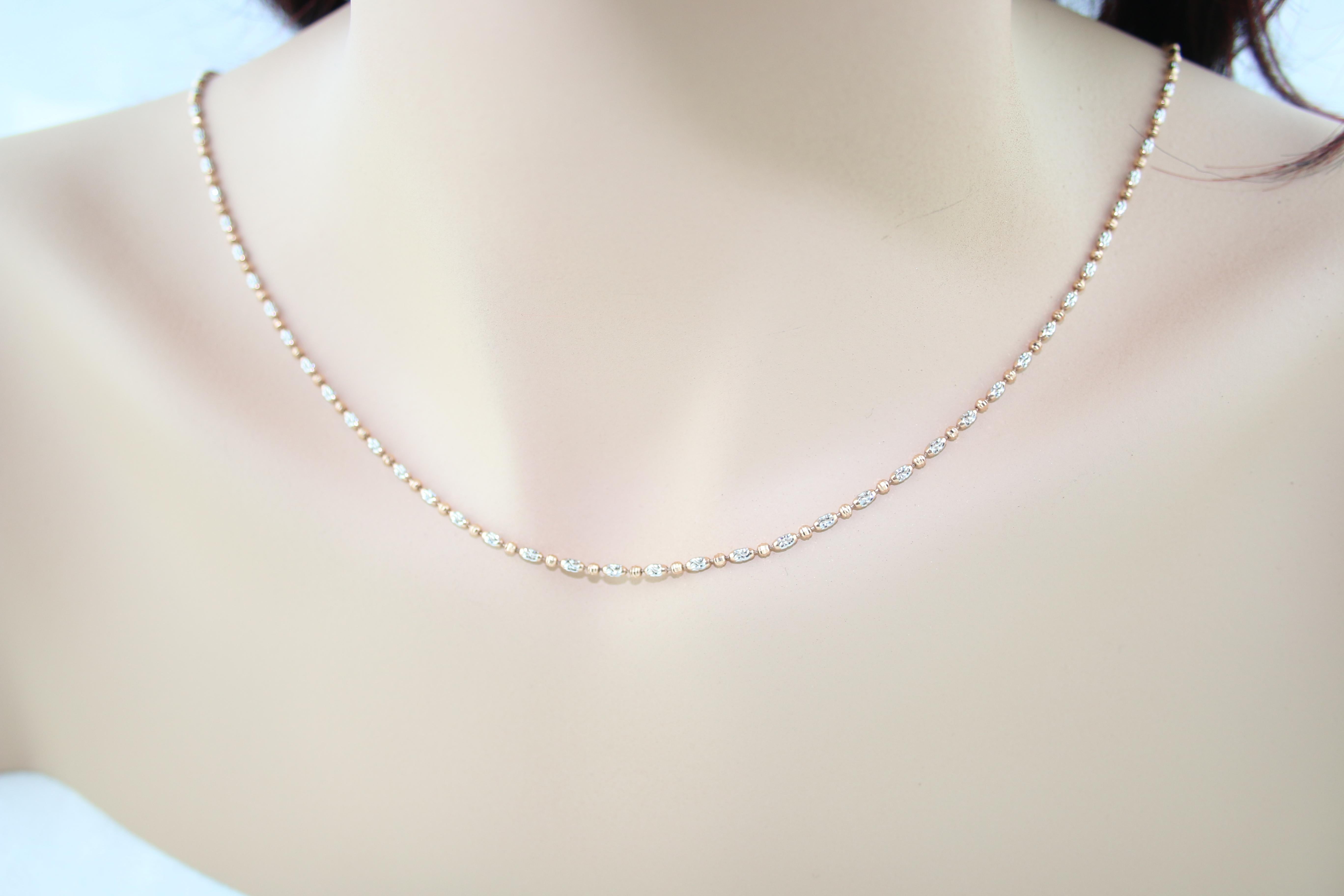 Contemporary Diamond Cut Two-Tone Gold Chain For Sale