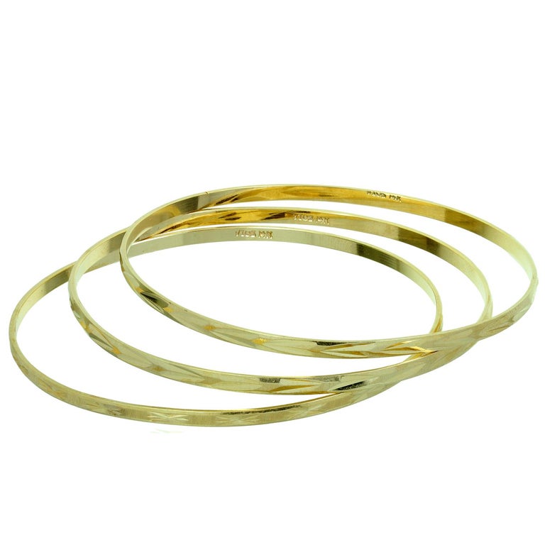 DiamondCut Yellow Gold 3 Baby Bangle Bracelets For Sale at 1stDibs gold baby bangle