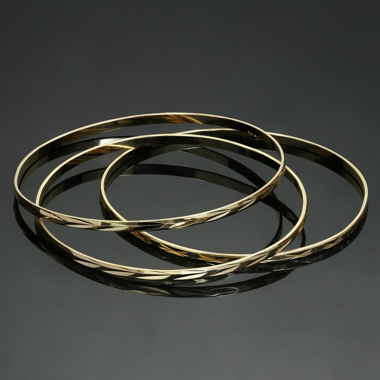 DiamondCut Yellow Gold 3 Baby Bangle Bracelets For Sale at 1stDibs gold baby bangle