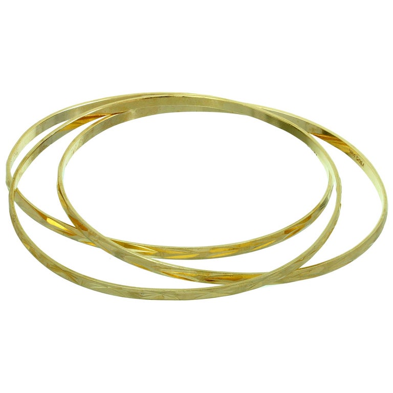 DiamondCut Yellow Gold 3 Baby Bangle Bracelets For Sale at 1stDibs gold baby bangle