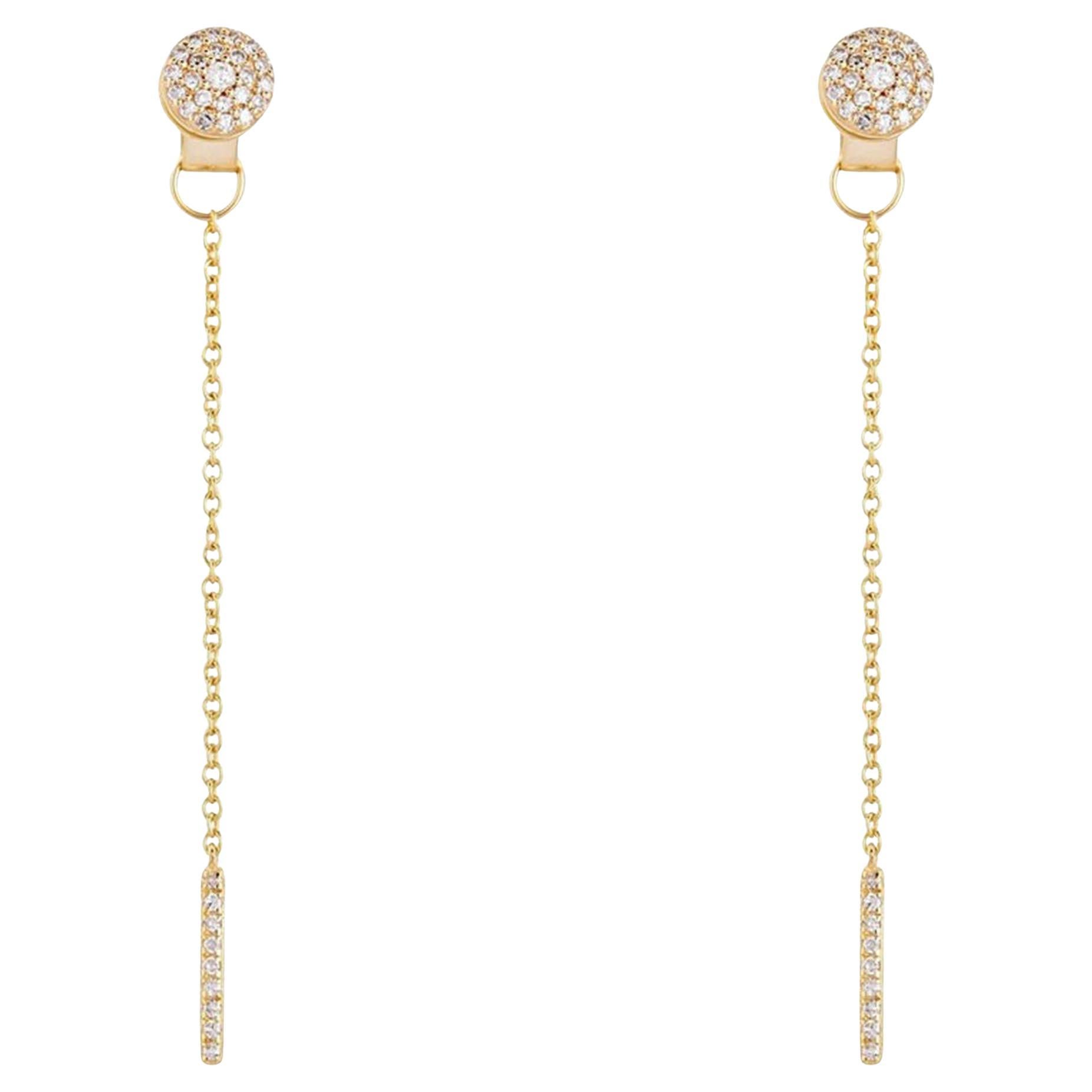 Diamond Cute 14K (or 18k upon request) Yellow Gold Drops Earrings