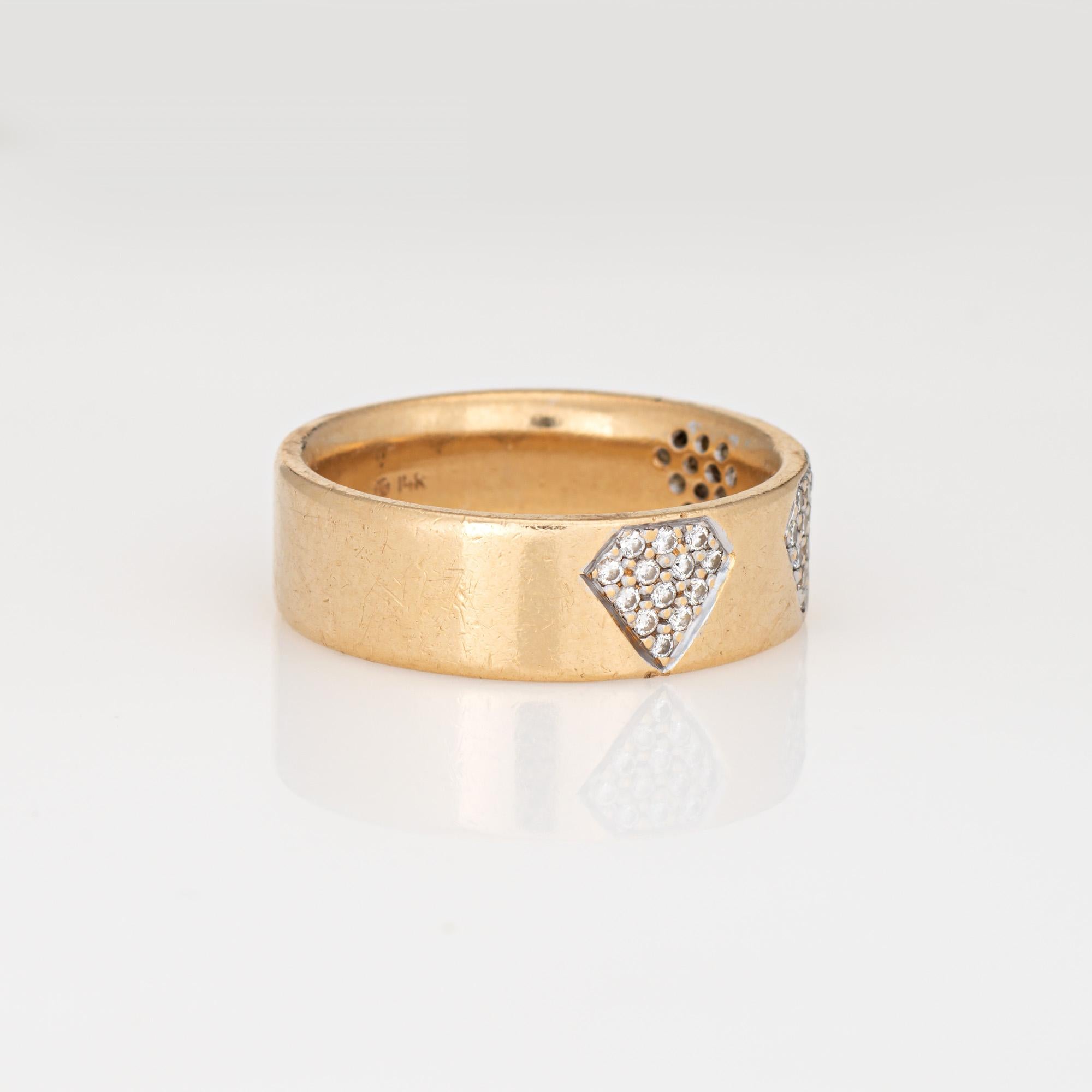 Diamond Cutout Band Sz 8.75 Ring Vintage 14k Gelb Gold Estate Fine Jewelry (Moderne) im Angebot