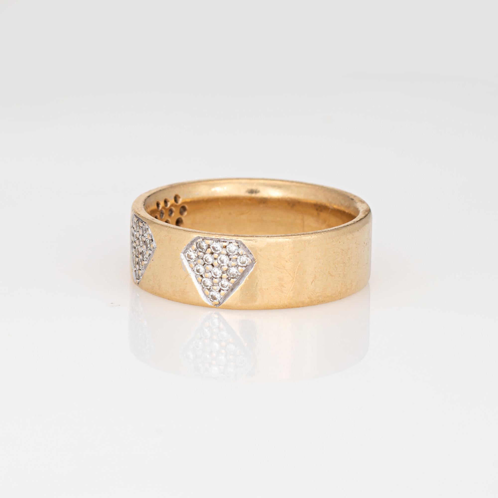Diamond Cutout Band Sz 8.75 Ring Vintage 14k Gelb Gold Estate Fine Jewelry (Rundschliff) im Angebot