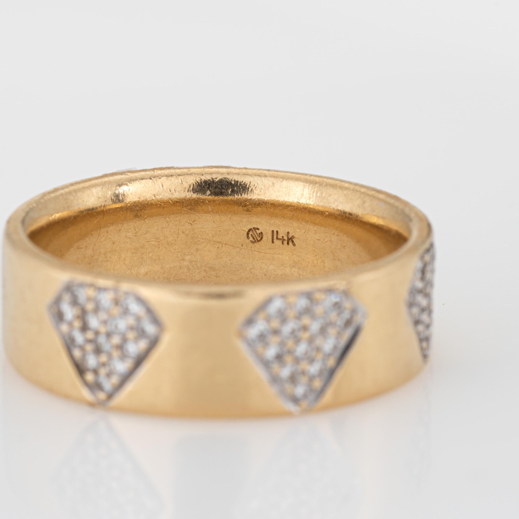 Diamond Cutout Band Sz 8.75 Ring Vintage 14k Gelb Gold Estate Fine Jewelry im Angebot 1