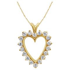 Diamond Cutout Heart Necklace 1.37cttw 14k Yellow Gold