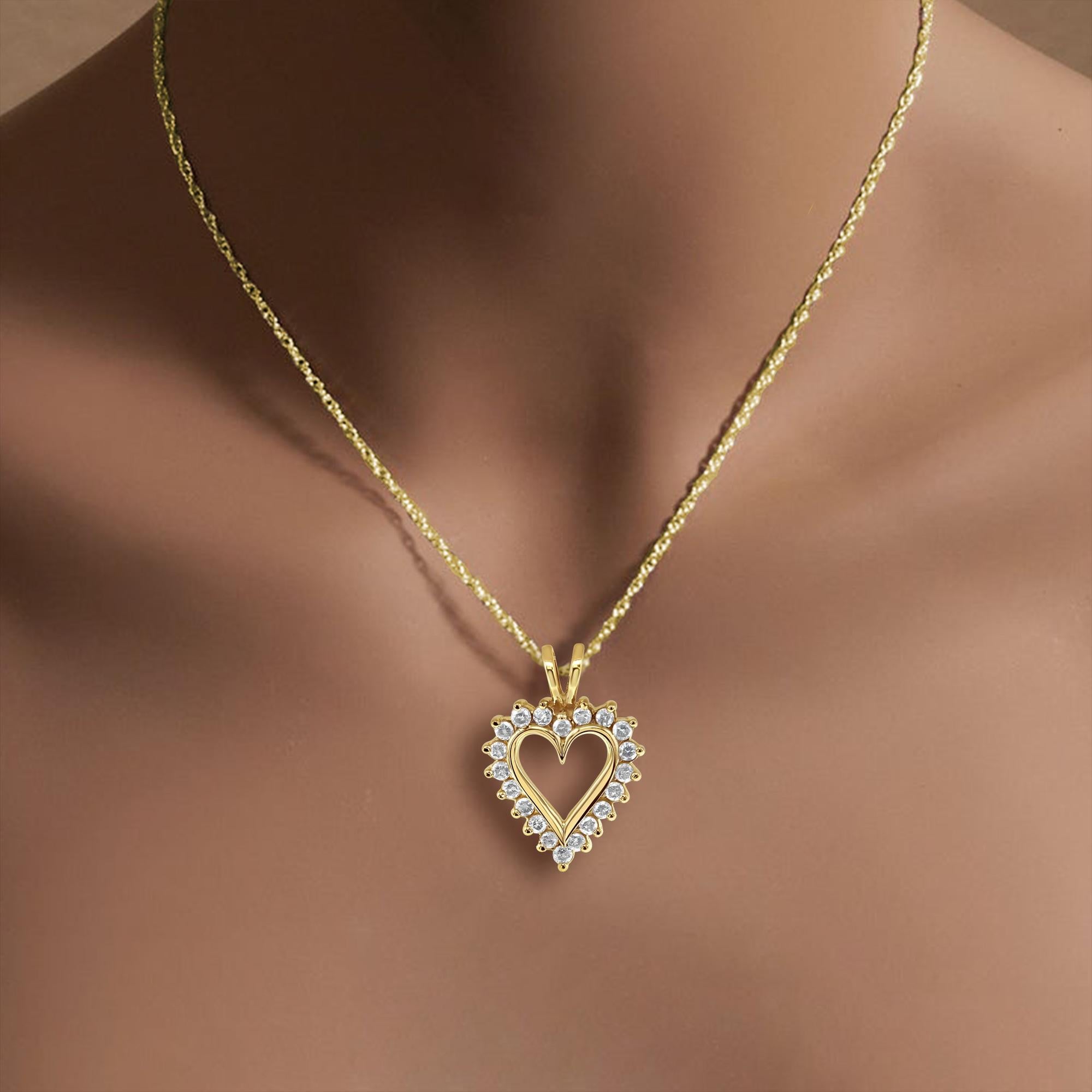 ♥ Product Summary ♥

Main Stone: Diamonds
Diamond Cut: Round
Metal Choice: 14K Yellow Gold
Dimensions: 28mm x 20mm
Weight: 5 grams
Chain: 18