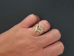 Diamond Cutout Heart Wide Band Ring 14K Yellow Gold