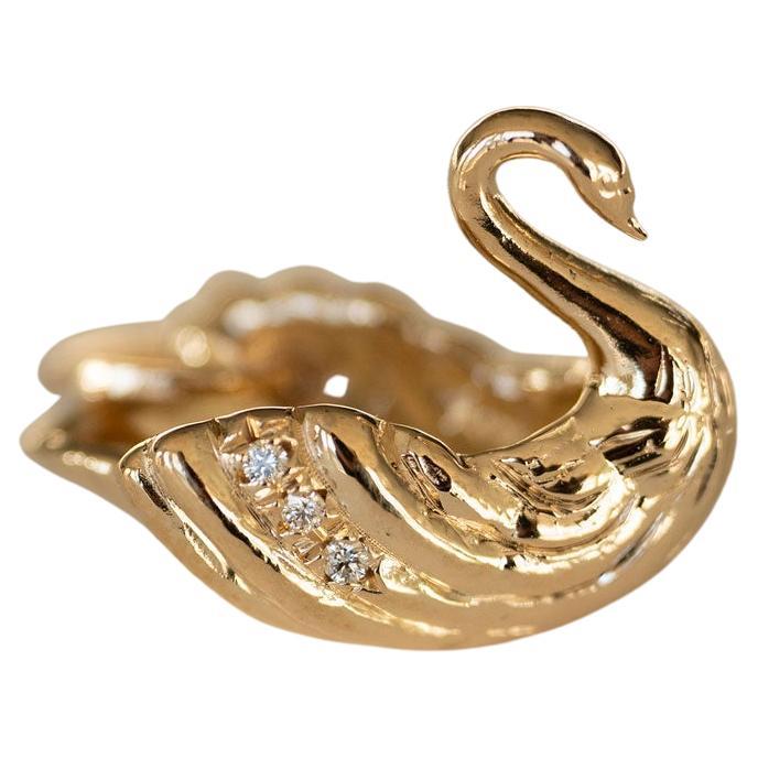 Diamond Cygnus Swan Whimsical Charm Pendant  For Sale