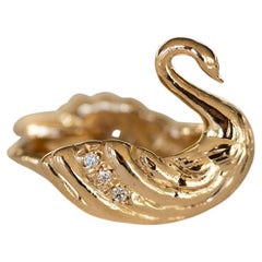 Used Diamond Cygnus Swan Whimsical Charm Pendant 