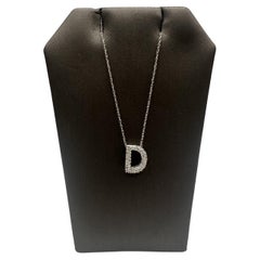 Diamond "D" Initial Necklace in 10kt White Gold – 0.15ctw Diamonds, Adjustable