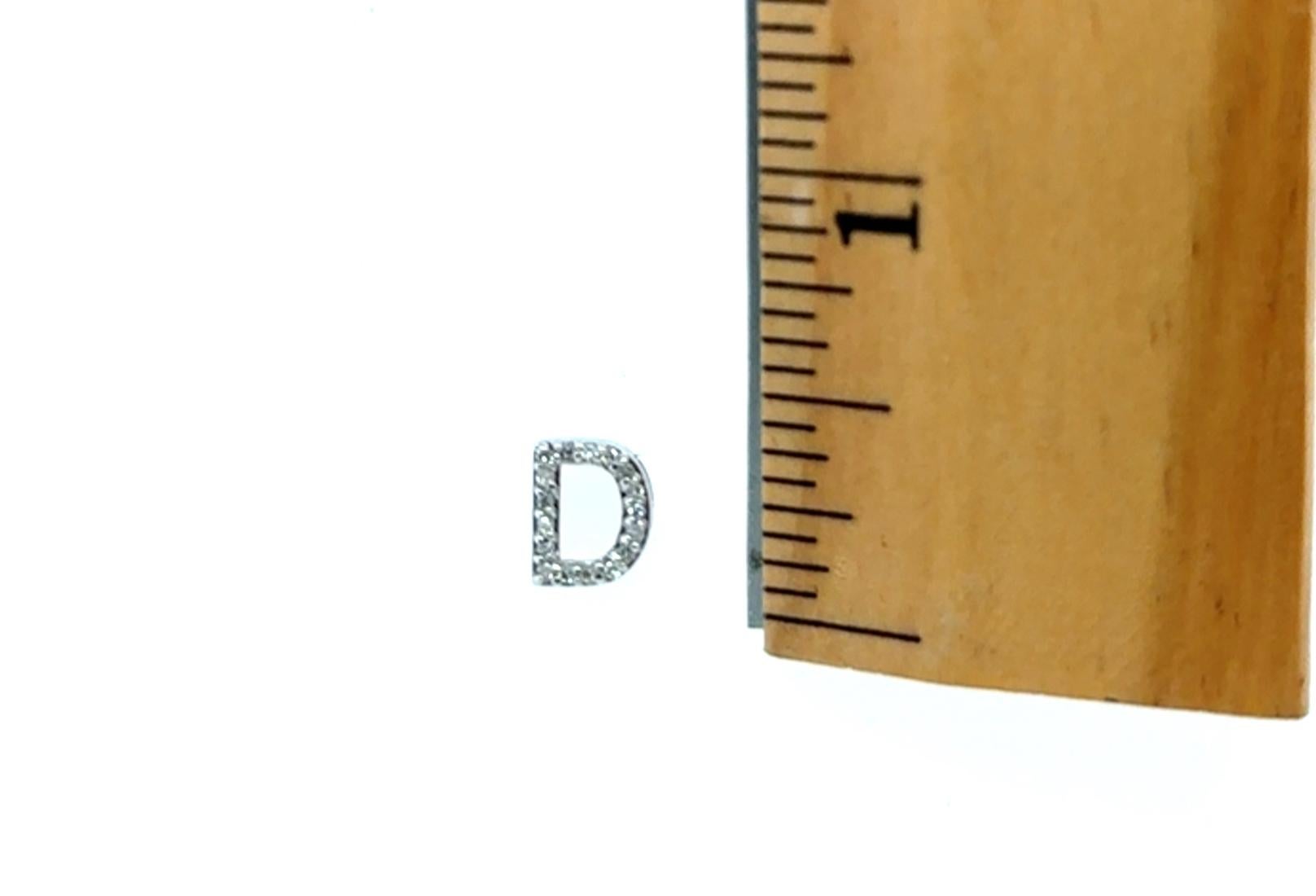 Women's Diamond D Letter Pendant Necklace Mined .25ct 14K White Gold Floating Vanishing For Sale